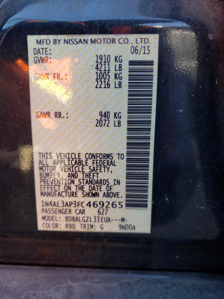 Photo 10 from auction – 2015 NISSAN ALTIMA 2.5 with VIN 1N4AL3AP3FC469265