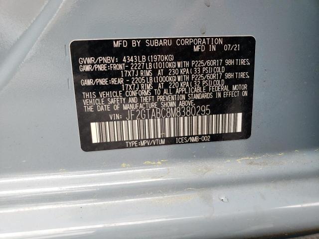Photo 10 from auction – 2021 SUBARU CROSSTREK with VIN JF2GTABC8M8380295