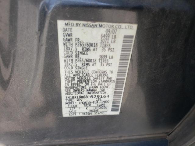 Photo 10 from auction – 2008 NISSAN PATHFINDER with VIN 5N1BR18B68C629164