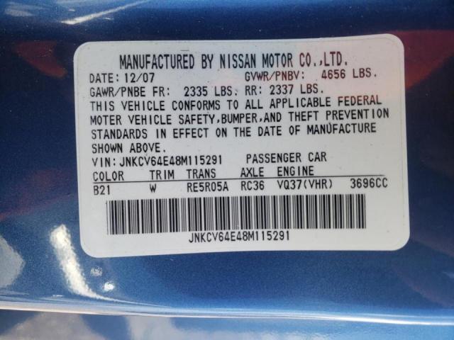 Photo 10 from auction – 2008 INFINITI G37 BASE with VIN JNKCV64E48M115291