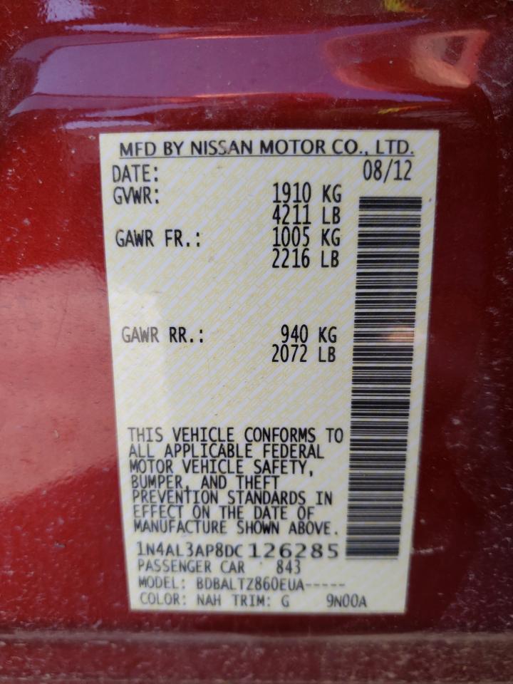 Photo 10 from auction – 2013 NISSAN ALTIMA 2.5 with VIN 1N4AL3AP8DC126285