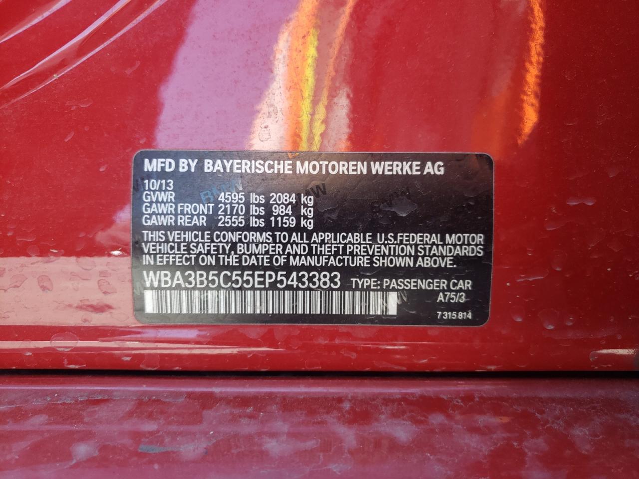 Photo 10 from auction – 2014 BMW 328 XI SUL with VIN WBA3B5C55EP543383