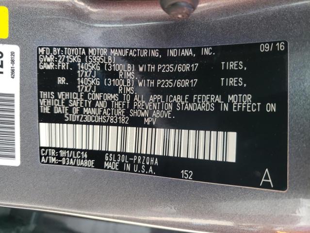 Photo 10 from auction – 2017 TOYOTA SIENNA XLE with VIN 5TDYZ3DC0HS783182