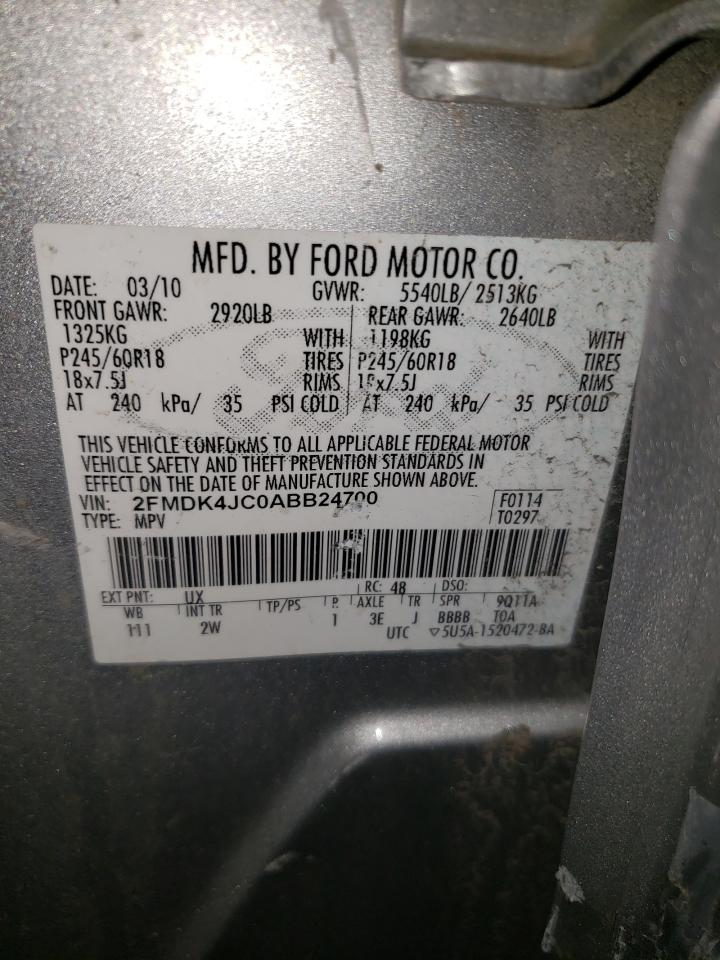 Photo 10 from auction – 2010 FORD EDGE SEL with VIN 2FMDK4JC0ABB24700