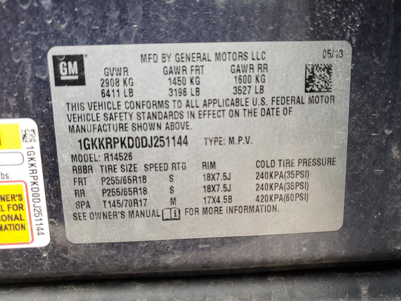 Photo 10 from auction – 2013 GMC ACADIA SLE with VIN 1GKKRPKD0DJ251144