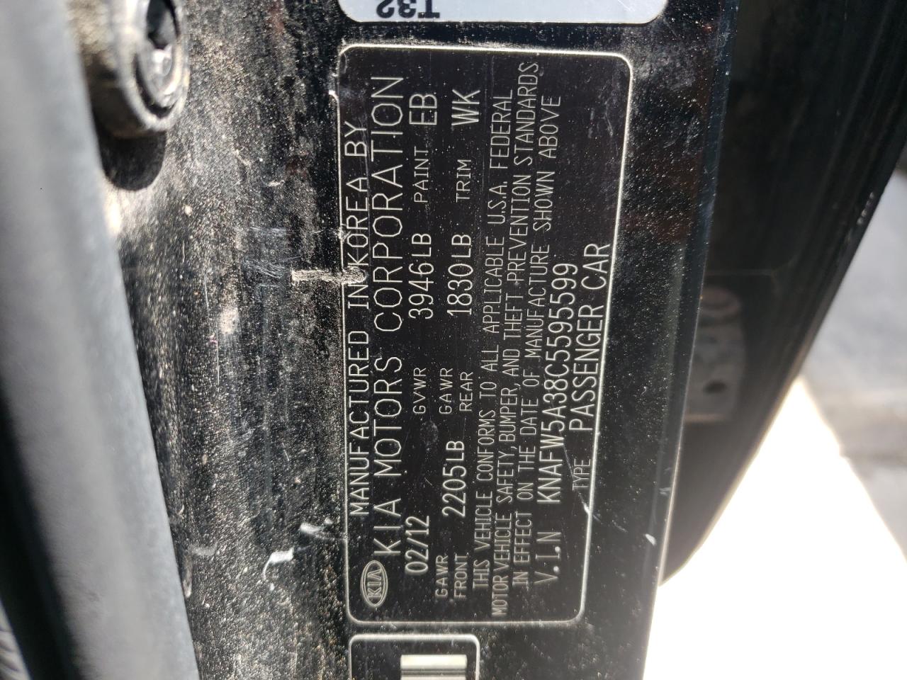 Photo 10 from auction – 2012 KIA FORTE SX with VIN KNAFW5A38C5595599