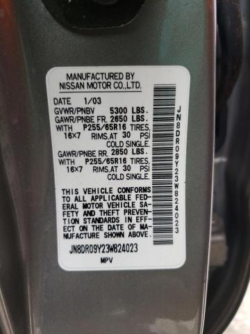 Photo 10 from auction – 2003 NISSAN PATHFINDER with VIN JN8DR09Y23W824023