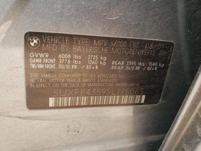 BMW X5 XDRIVE3 2009 with VIN 5UXFE43599L275063 - Photo from auction
