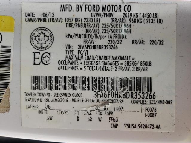 Photo 10 from auction – 2013 FORD FUSION SE with VIN 3FA6P0HR8DR353266