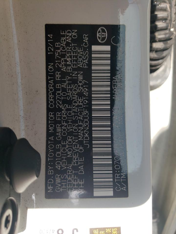Photo 10 from auction – 2015 TOYOTA PRIUS with VIN JTDKN3DU3F1914917