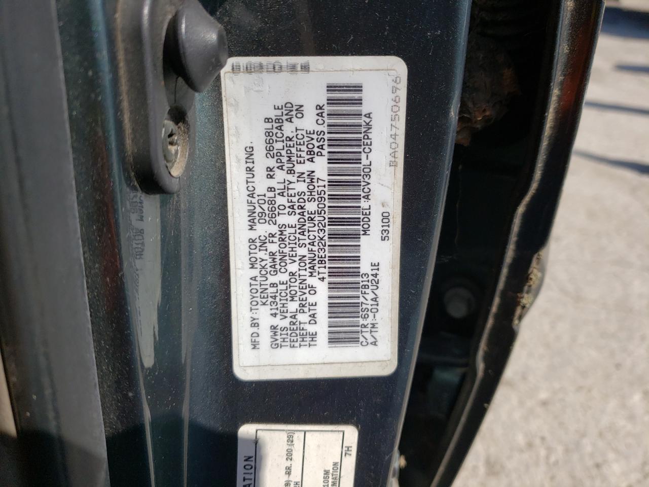 Photo 10 from auction – 2002 TOYOTA CAMRY LE with VIN 4T1BE32K32U509517