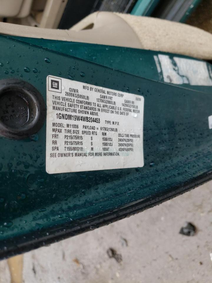 Photo 10 from auction – 1998 CHEVROLET ASTRO with VIN 1GNDM19W4WB204453