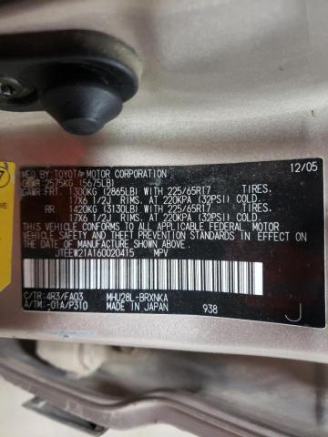 Photo 10 from auction – 2006 TOYOTA HIGHLANDER with VIN JTEEW21A160020415
