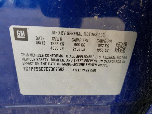 Photo 10 from auction – 2012 CHEVROLET CRUZE LT with VIN 1G1PF5SC7C7367693