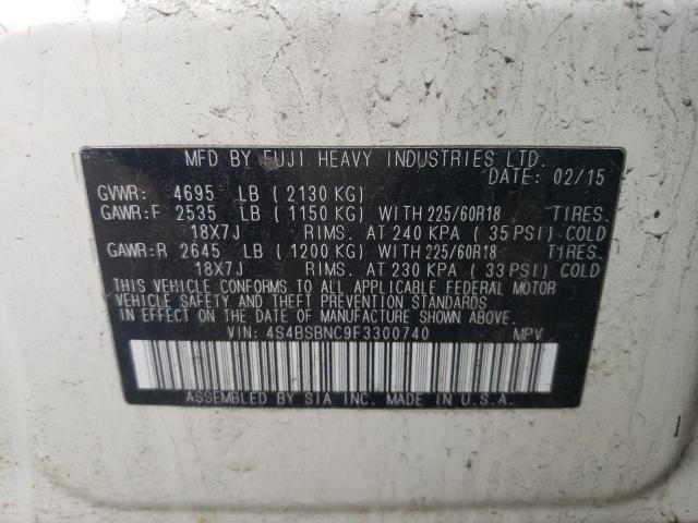 Photo 10 from auction – 2015 SUBARU OUTBACK 2. with VIN 4S4BSBNC9F3300740