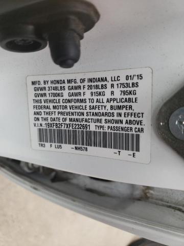 Photo 10 from auction – 2015 HONDA CIVIC SE with VIN 19XFB2F7XFE232691
