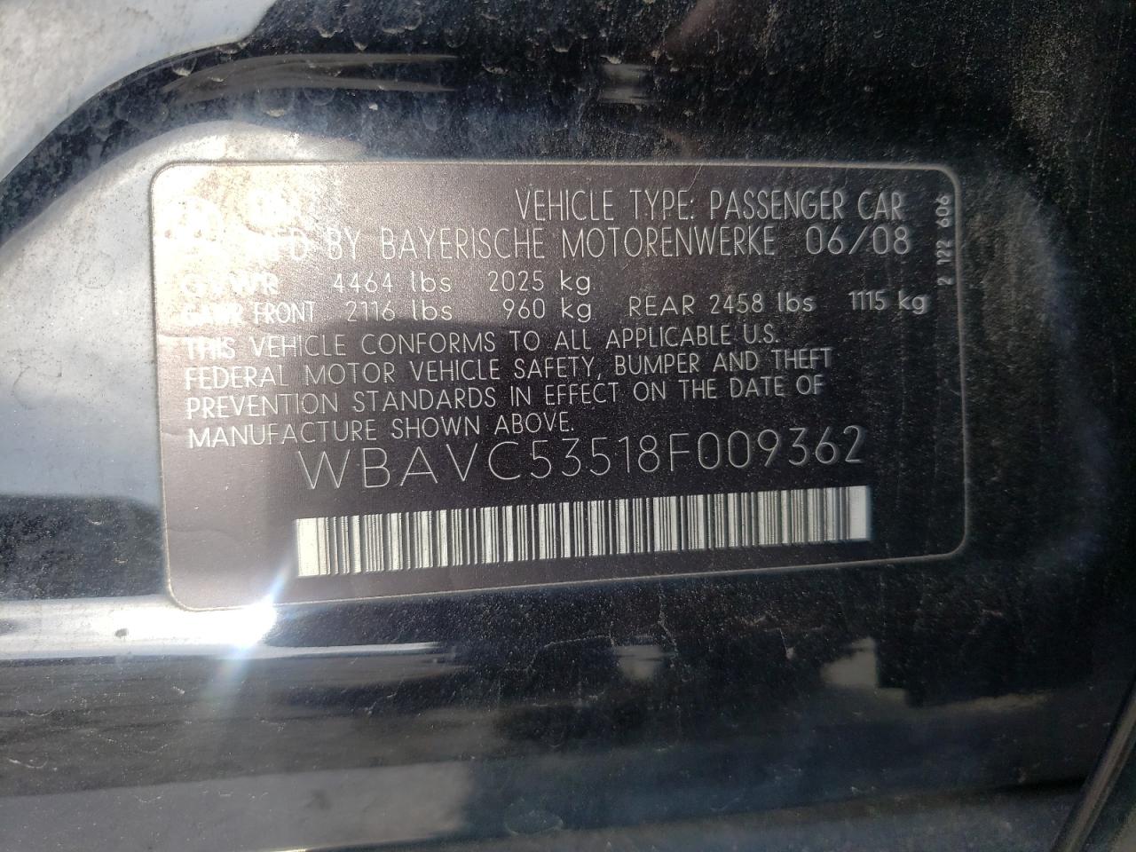 Photo 10 from auction – 2008 BMW 328 I SULE with VIN WBAVC53518F009362