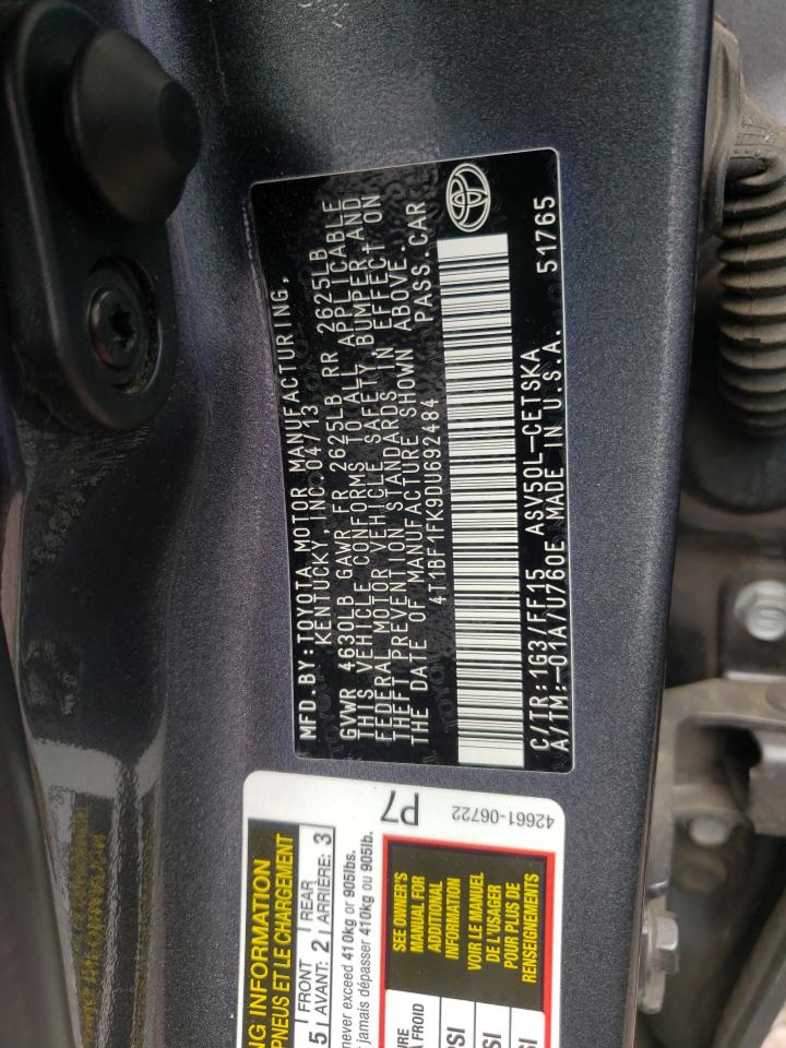 Photo 10 from auction – 2013 TOYOTA CAMRY L with VIN 4T1BF1FK9DU692484