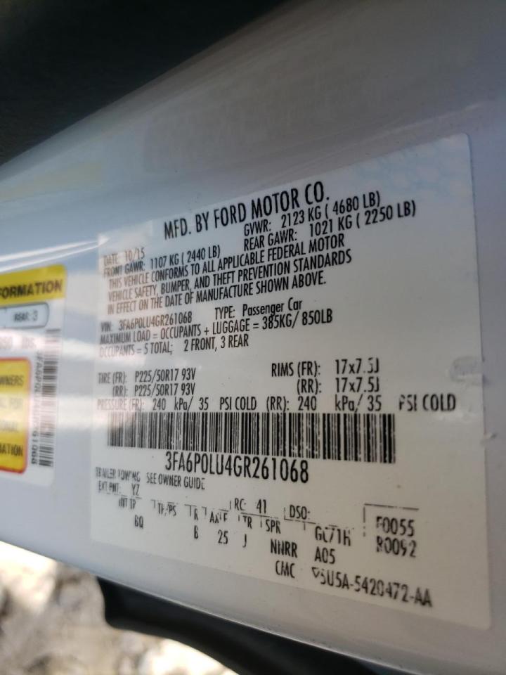 Photo 10 from auction – 2016 FORD FUSION SE with VIN 3FA6P0LU4GR261068