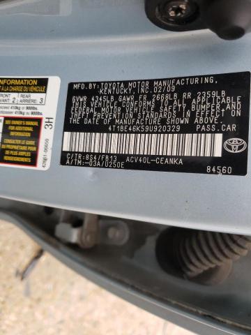 Photo 10 from auction – 2009 TOYOTA CAMRY BASE with VIN 4T1BE46K59U920329