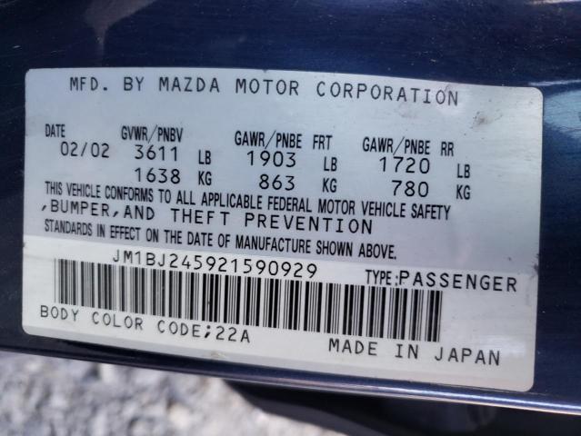 Photo 10 from auction – 2002 MAZDA PROTEGE PR with VIN JM1BJ245921590929