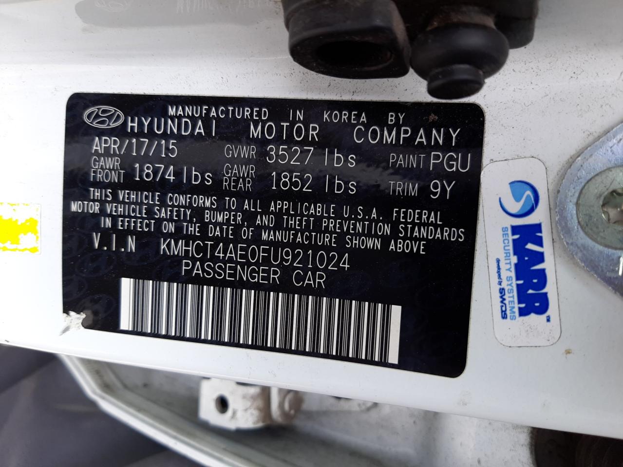 Photo 10 from auction – 2015 HYUNDAI ACCENT GLS with VIN KMHCT4AE0FU921024