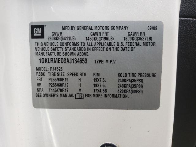 Photo 10 from auction – 2010 GMC ACADIA SLT with VIN 1GKLRMED3AJ134653