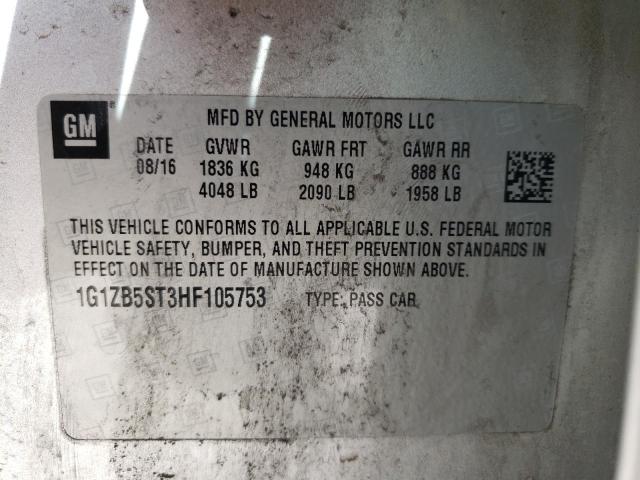 Photo 10 from auction – 2017 CHEVROLET MALIBU LS with VIN 1G1ZB5ST3HF105753