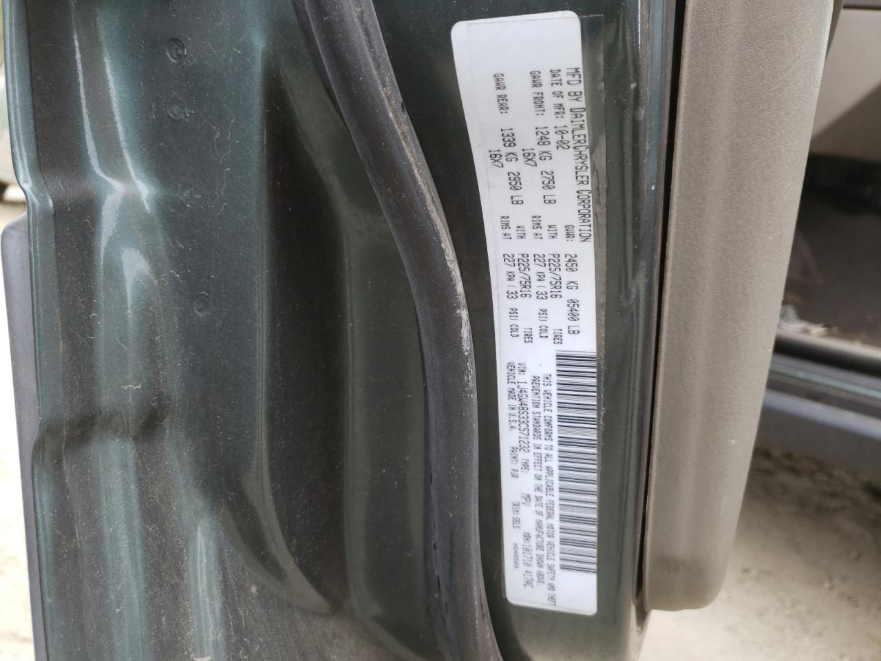 Photo 10 from auction – 2003 JEEP GRAND CHER with VIN 1J4GW48S33C571232