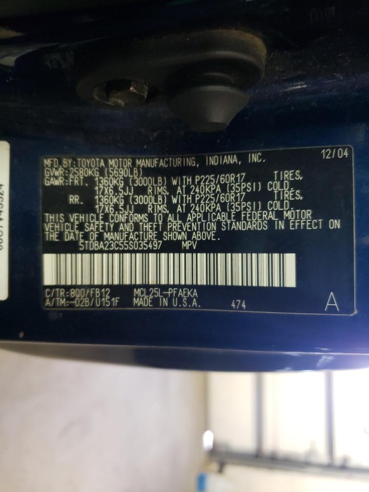 Photo 10 from auction – 2005 TOYOTA SIENNA LE with VIN 5TDBA23C55S035497