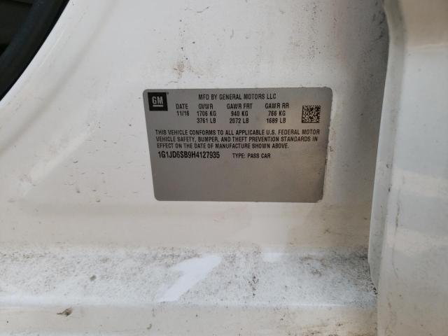 Photo 10 from auction – 2017 CHEVROLET SONIC LT with VIN 1G1JD6SB9H4127935