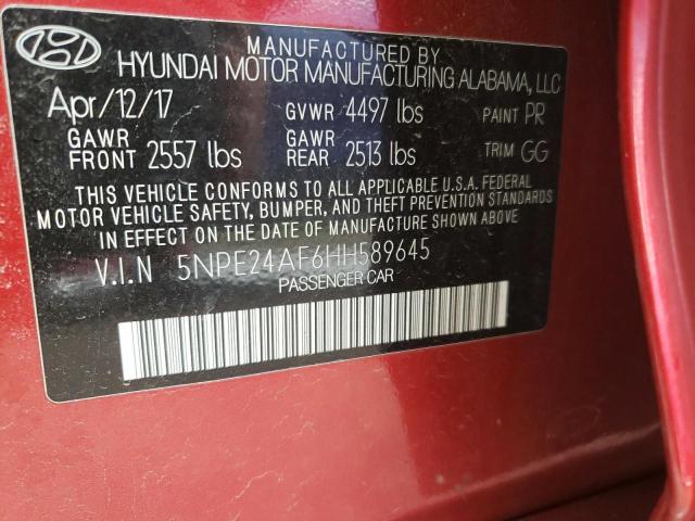 Photo 10 from auction – 2017 HYUNDAI SONATA SE with VIN 5NPE24AF6HH589645