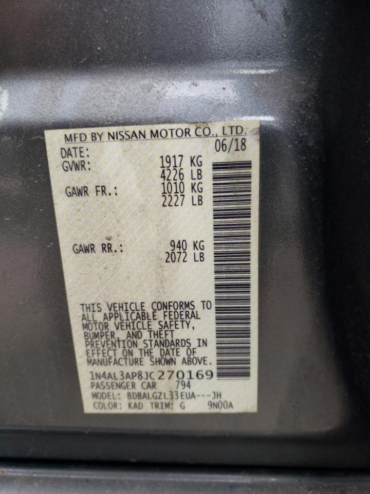 Photo 10 from auction – 2018 NISSAN ALTIMA 2.5 with VIN 1N4AL3AP8JC270169