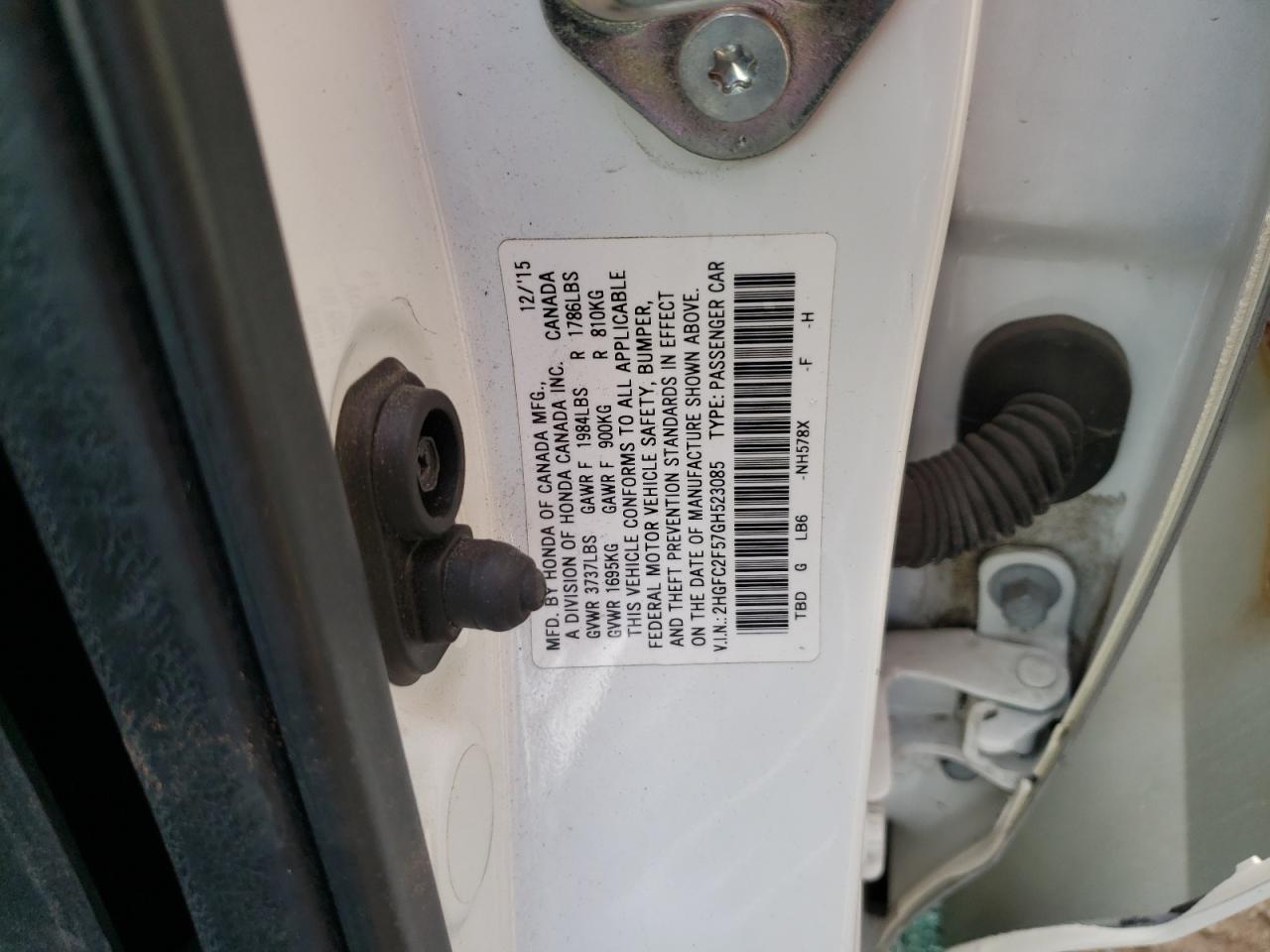 Photo 10 from auction – 2016 HONDA CIVIC LX with VIN 2HGFC2F57GH523085