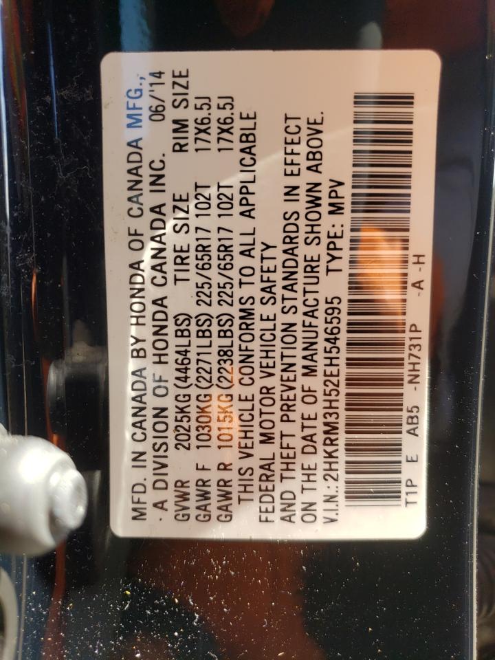 Photo 10 from auction – 2014 HONDA CR-V EX with VIN 2HKRM3H52EH546595