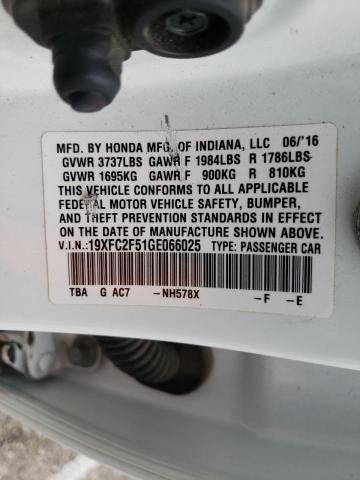 Photo 10 from auction – 2016 HONDA CIVIC LX with VIN 19XFC2F51GE066025