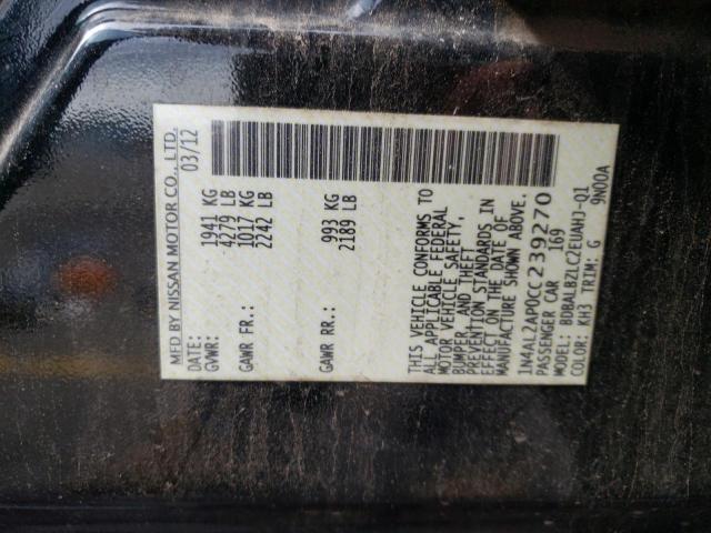 Photo 10 from auction – 2012 NISSAN ALTIMA BAS with VIN 1N4AL2AP0CC239270