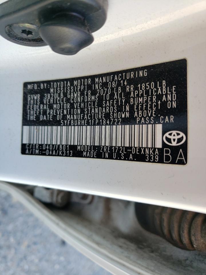 Photo 10 from auction – 2015 TOYOTA COROLLA L with VIN 5YFBURHE1FP184722