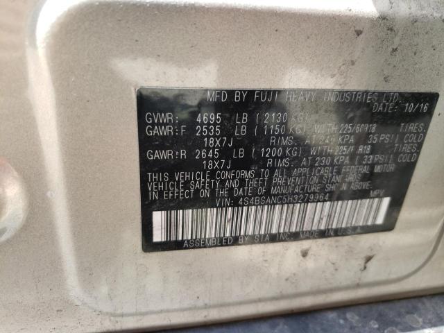 Photo 10 from auction – 2017 SUBARU OUTBACK 2. with VIN 4S4BSANC5H3279964