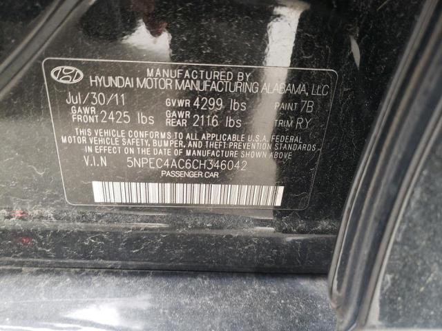 Photo 10 from auction – 2012 HYUNDAI SONATA SE with VIN 5NPEC4AC6CH346042