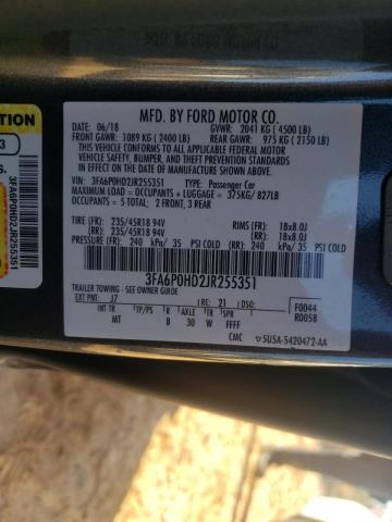 Photo 10 from auction – 2018 FORD FUSION SE with VIN 3FA6P0HD2JR255351