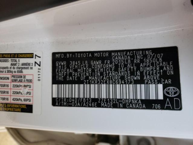 Photo 10 from auction – 2008 TOYOTA COROLLA MA with VIN 2T1KR32EX8C694173