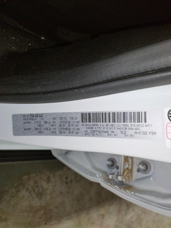 Photo 10 from auction – 2019 RAM 1500 BIG H with VIN 1C6SRFMTXKN754445