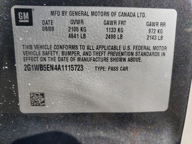 Photo 10 from auction – 2010 CHEVROLET IMPALA LT with VIN 2G1WB5EN4A1115723
