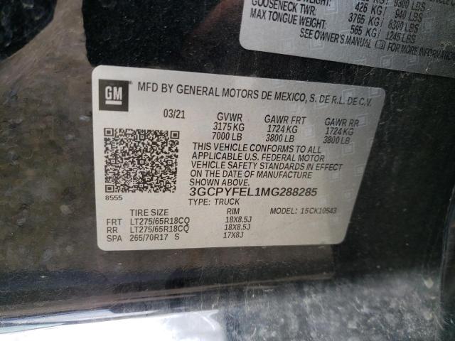 Photo 10 from auction – 2021 CHEVROLET SILVERADO with VIN 3GCPYFEL1MG288285