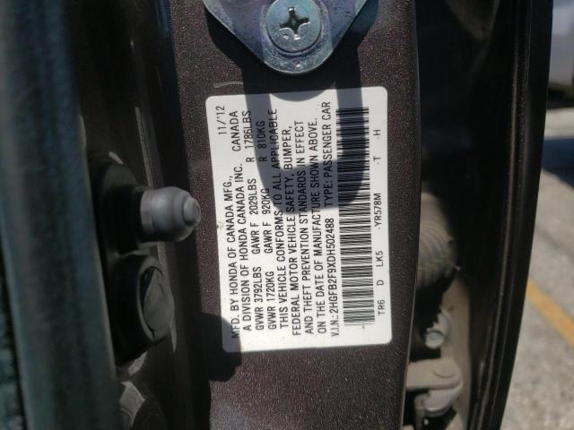 Photo 10 from auction – 2013 HONDA CIVIC EXL with VIN 2HGFB2F9XDH502488