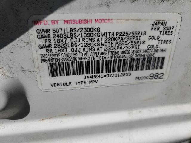 Photo 10 from auction – 2007 MITSUBISHI OUTLANDER with VIN JA4MS41X97Z012839