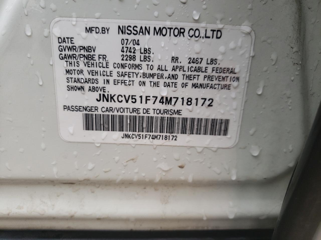 Photo 10 from auction – 2004 INFINITI G35 with VIN JNKCV51F74M718172