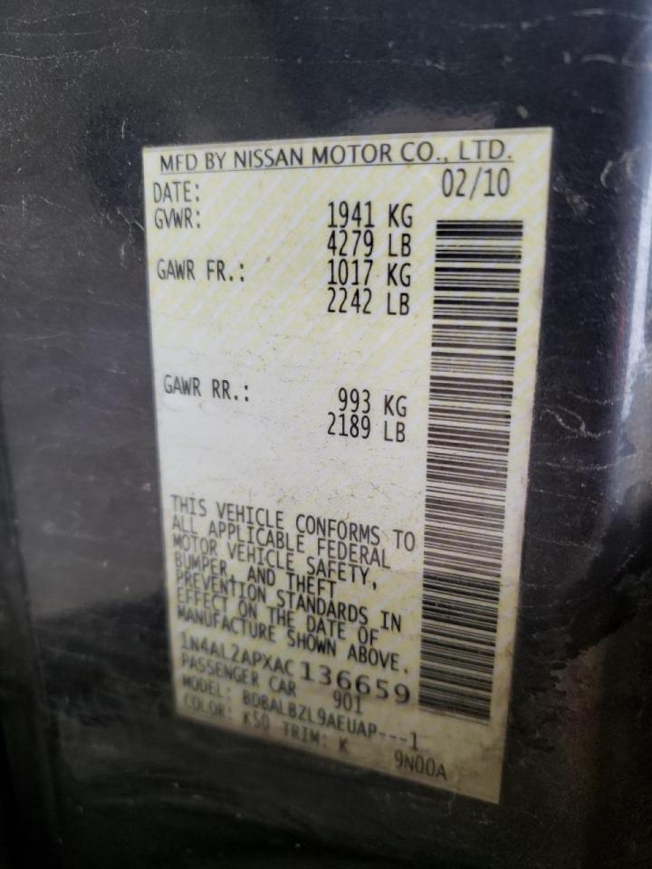 Photo 10 from auction – 2010 NISSAN ALTIMA BAS with VIN 1N4AL2APXAC136659