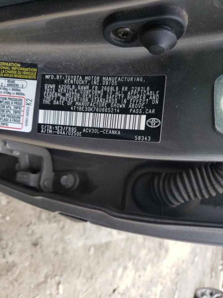 Photo 10 from auction – 2006 TOYOTA CAMRY LE with VIN 4T1BE30K76U665214